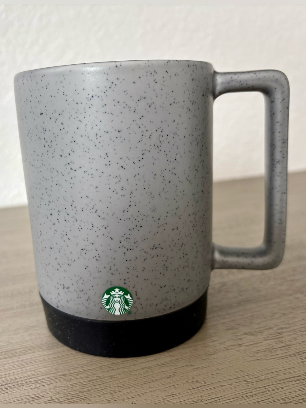 Starbucks Gray Speckled Ceramic 14 oz Mug with Black Non Slip Base